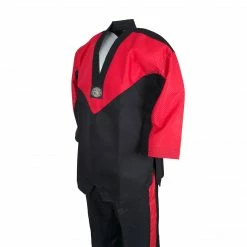 Best Martial Arts / MOOTO USA Uniforms BMA Dri-Fit Fabric Black/Red V-Neck Uniform