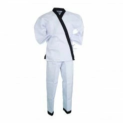 Best Martial Arts / MOOTO USA BMA Ribbed Fabric White Open Uniform W/ Black Trim