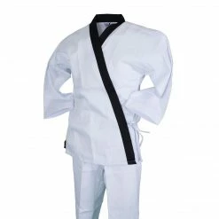 Best Martial Arts / MOOTO USA BMA Ribbed Fabric White Open Uniform W/ Black Trim