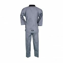 Best Martial Arts / MOOTO USA Uniforms BMA Ribbed Fabric Black-V Grey Uniform