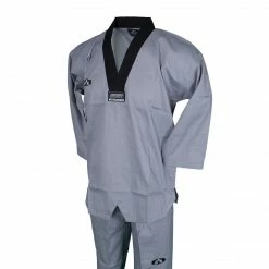 Best Martial Arts / MOOTO USA Uniforms BMA Ribbed Fabric Black-V Grey Uniform